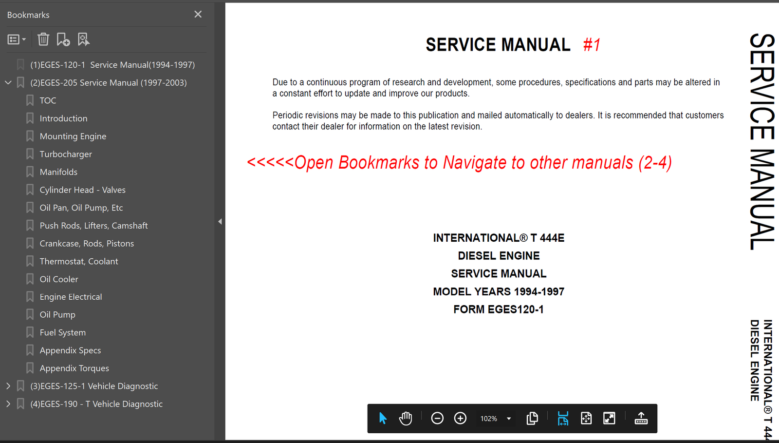 1997-2003 International T444E Engine Workshop Service Manual PDF - preview 2